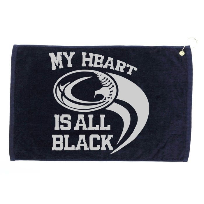 My Heart Is All Black Rugby New Zealand Fan Grommeted Golf Towel