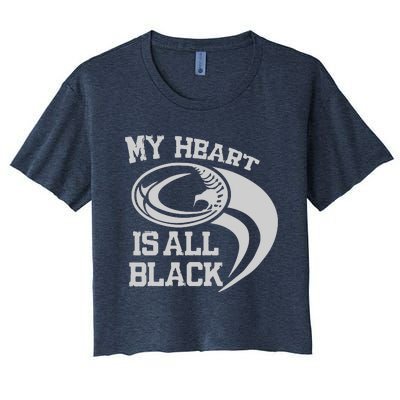 My Heart Is All Black Rugby New Zealand Fan Women's Crop Top Tee