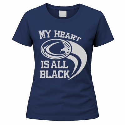 My Heart Is All Black Rugby New Zealand Fan Women's T-Shirt