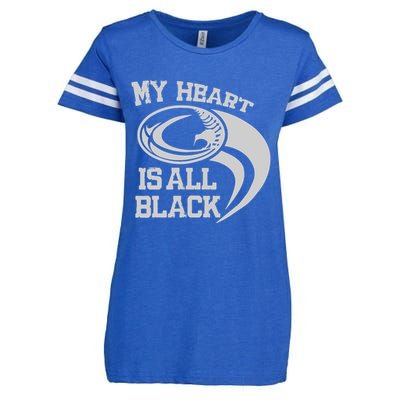 My Heart Is All Black Rugby New Zealand Fan Enza Ladies Jersey Football T-Shirt