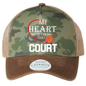 My Heart Is On That Court Basketball Mom Dad Gift Gift Legacy Tie Dye Trucker Hat