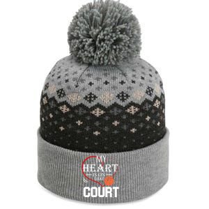 My Heart Is On That Court Basketball Mom Dad Gift Gift The Baniff Cuffed Pom Beanie