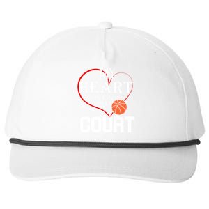 My Heart Is On That Court Basketball Mom Dad Gift Gift Snapback Five-Panel Rope Hat