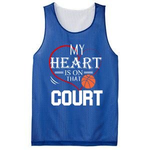 My Heart Is On That Court Basketball Mom Dad Gift Gift Mesh Reversible Basketball Jersey Tank