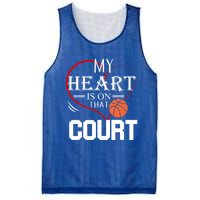 My Heart Is On That Court Basketball Mom Dad Gift Gift Mesh Reversible Basketball Jersey Tank