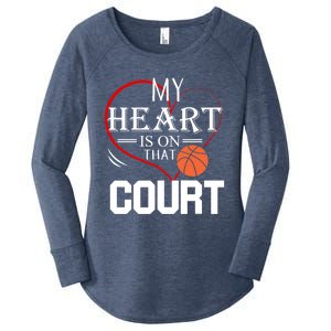 My Heart Is On That Court Basketball Mom Dad Gift Gift Women's Perfect Tri Tunic Long Sleeve Shirt