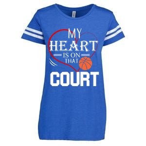 My Heart Is On That Court Basketball Mom Dad Gift Gift Enza Ladies Jersey Football T-Shirt