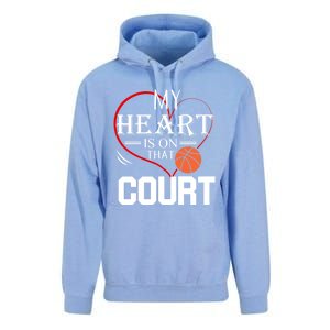 My Heart Is On That Court Basketball Mom Dad Gift Gift Unisex Surf Hoodie