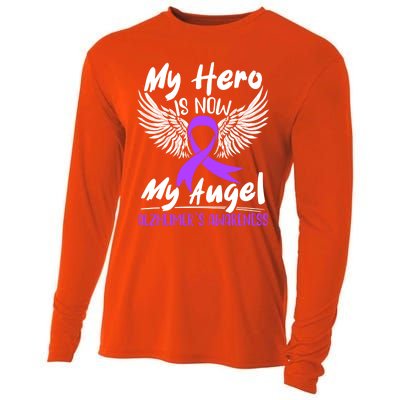 My Hero Is Now My Angel Detia Alzheimer's Awareness Meaningful Gift Cooling Performance Long Sleeve Crew