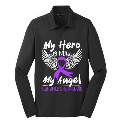 My Hero Is Now My Angel Detia Alzheimer's Awareness Meaningful Gift Silk Touch Performance Long Sleeve Polo