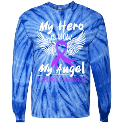 My Hero Is Now My Angel Detia Alzheimer's Awareness Meaningful Gift Tie-Dye Long Sleeve Shirt