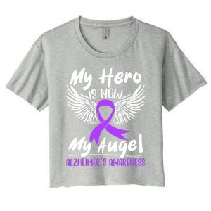 My Hero Is Now My Angel Detia Alzheimer's Awareness Meaningful Gift Women's Crop Top Tee