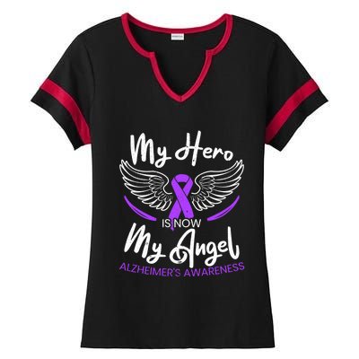 My Hero Is Now My Angel Detia Alzheimer's Awareness Cool Gift Ladies Halftime Notch Neck Tee