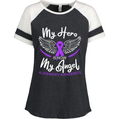 My Hero Is Now My Angel Detia Alzheimer's Awareness Cool Gift Enza Ladies Jersey Colorblock Tee