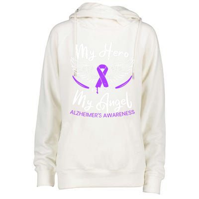 My Hero Is Now My Angel Detia Alzheimer's Awareness Cool Gift Womens Funnel Neck Pullover Hood