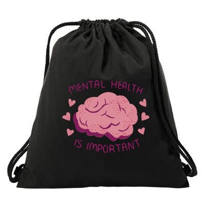 Mental Health Is Important Brain Drawstring Bag