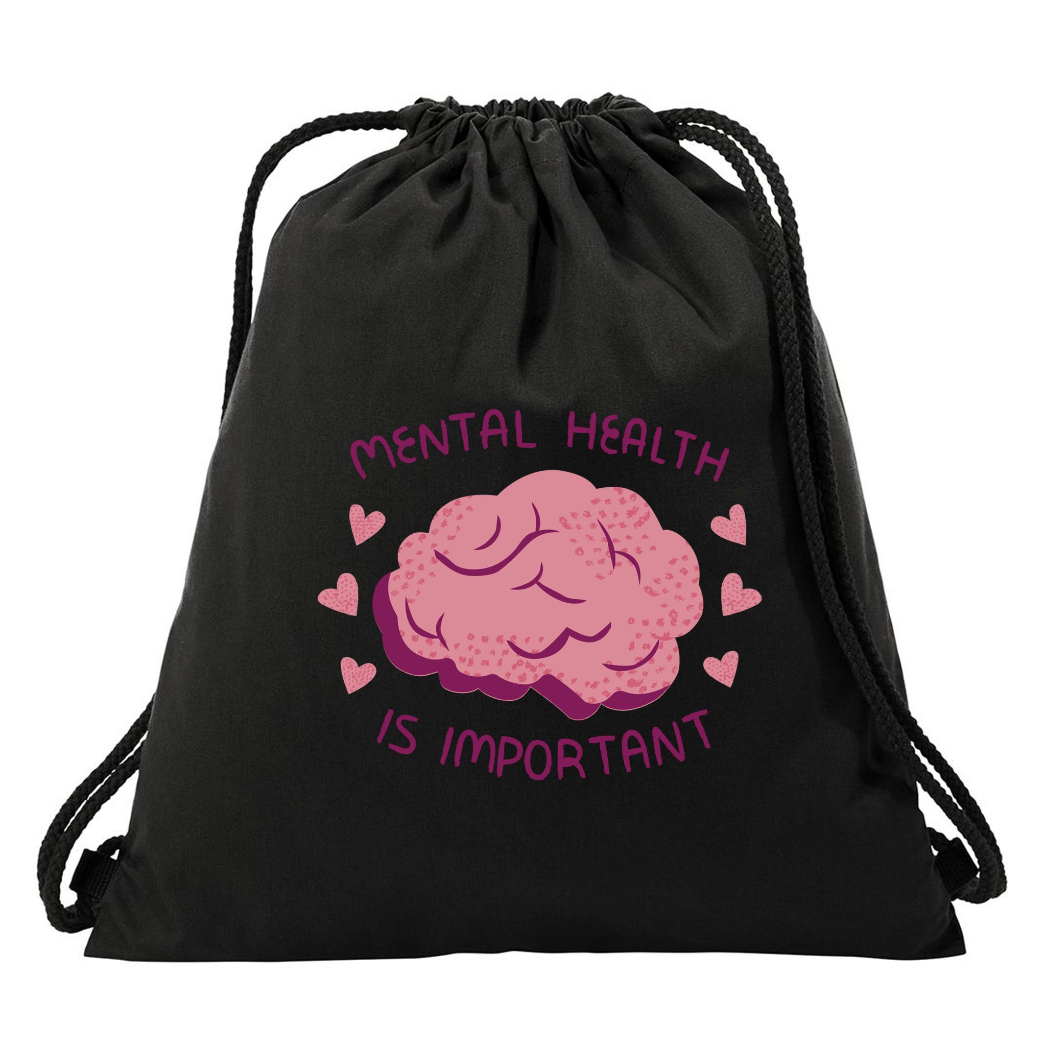 Mental Health Is Important Brain Drawstring Bag