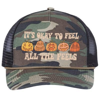 Mental Health Its Okay To Feel All The Feels Retro Rope Trucker Hat Cap