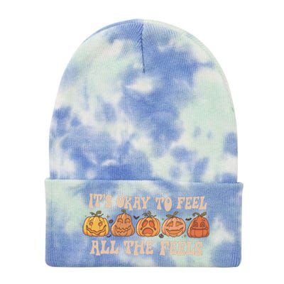 Mental Health Its Okay To Feel All The Feels Tie Dye 12in Knit Beanie