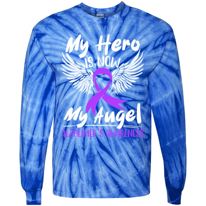 My Hero Is Now My Angel Detia Alzheimer's Awareness Gift Tie-Dye Long Sleeve Shirt