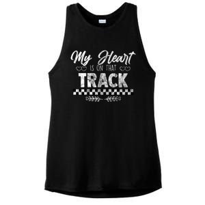 My Heart Is On That Track Drag Racing Race Car Driver Gift Cool Gift Ladies PosiCharge Tri-Blend Wicking Tank