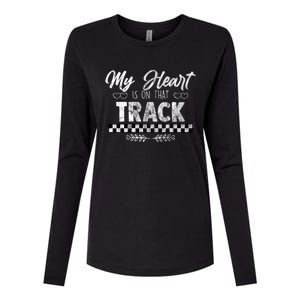 My Heart Is On That Track Drag Racing Race Car Driver Gift Cool Gift Womens Cotton Relaxed Long Sleeve T-Shirt