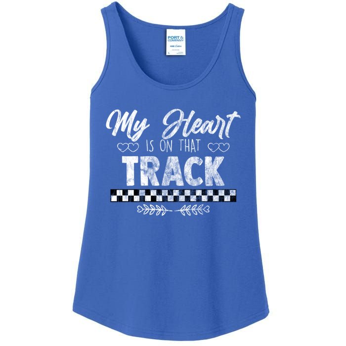 My Heart Is On That Track Drag Racing Race Car Driver Gift Cool Gift Ladies Essential Tank