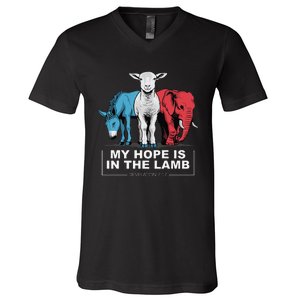 My Hope Is In The Lamb V-Neck T-Shirt