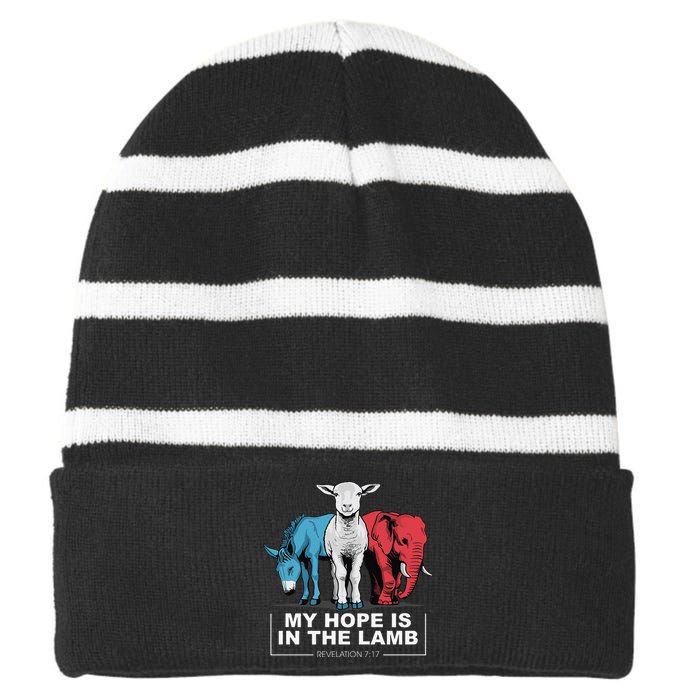 My Hope Is In The Lamb Striped Beanie with Solid Band