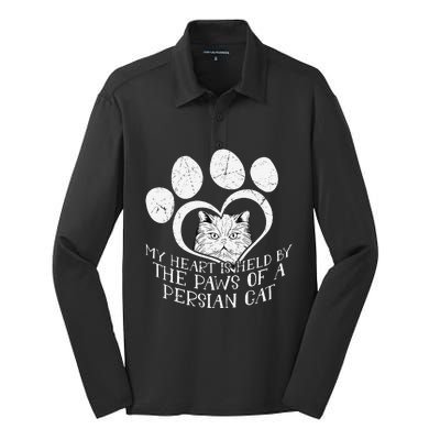 My Heart Is Held By The Paws Of A Persian Cat Cat Silk Touch Performance Long Sleeve Polo