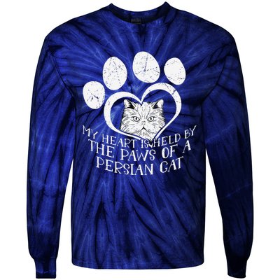 My Heart Is Held By The Paws Of A Persian Cat Cat Tie-Dye Long Sleeve Shirt