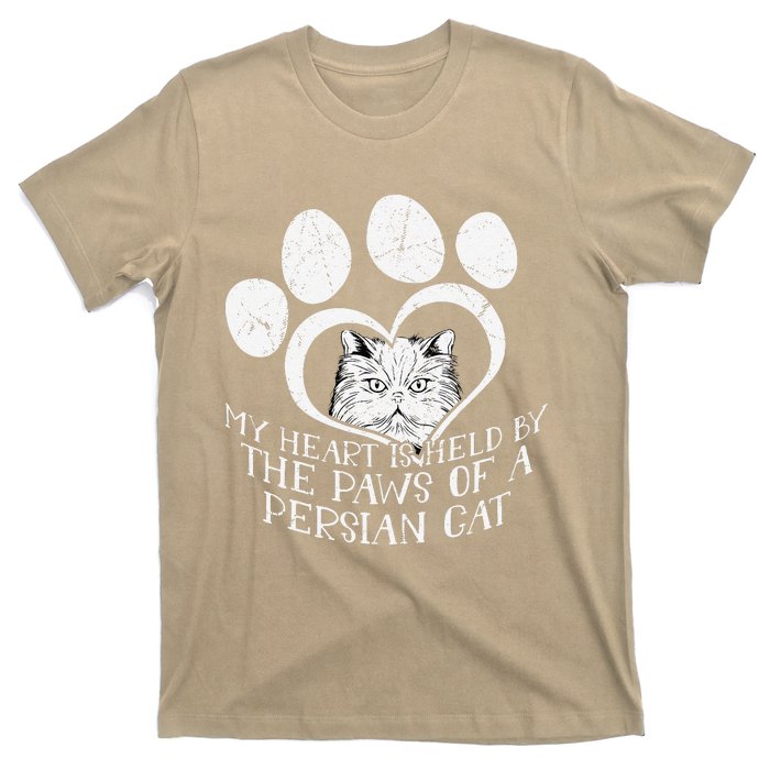 My Heart Is Held By The Paws Of A Persian Cat Cat T-Shirt