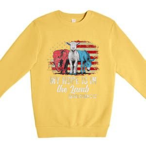 My Hope Is In The Lamb Funny Scripture Elephant Donkey Us Premium Crewneck Sweatshirt