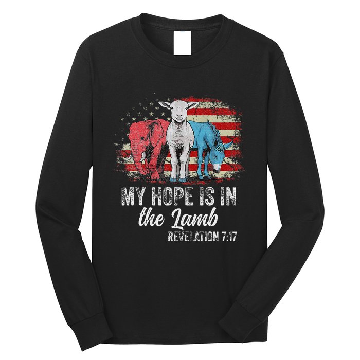 My Hope Is In The Lamb Funny Scripture Elephant Donkey Us Long Sleeve Shirt