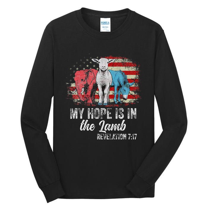 My Hope Is In The Lamb Funny Scripture Elephant Donkey Us Tall Long Sleeve T-Shirt