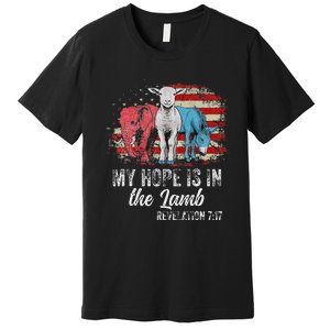 My Hope Is In The Lamb Funny Scripture Elephant Donkey Us Premium T-Shirt