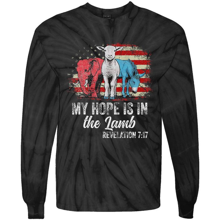 My Hope Is In The Lamb Funny Scripture Elephant Donkey Us Tie-Dye Long Sleeve Shirt