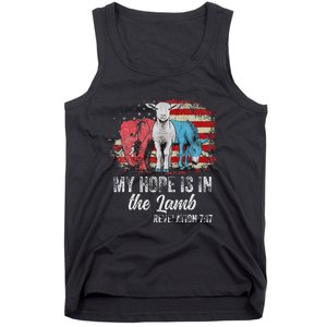 My Hope Is In The Lamb Funny Scripture Elephant Donkey Us Tank Top