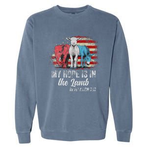 My Hope Is In The Lamb Funny Scripture Elephant Donkey Us Garment-Dyed Sweatshirt