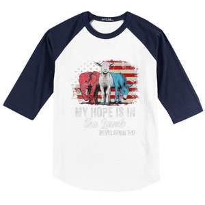 My Hope Is In The Lamb Funny Scripture Elephant Donkey Us Baseball Sleeve Shirt