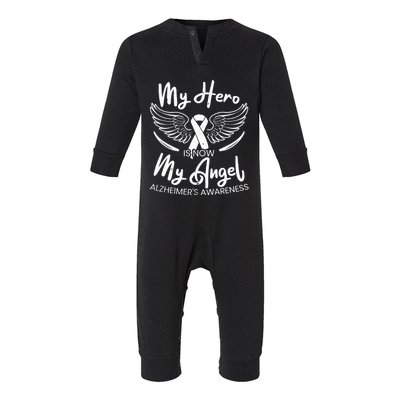 My Hero Is Now My Angel Detia Alzheimer's Awareness Gift Infant Fleece One Piece