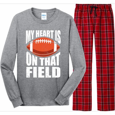 My Heart Is On That Field American Football Mom Dad Cute Gift Long Sleeve Pajama Set