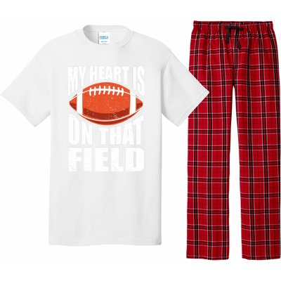 My Heart Is On That Field American Football Mom Dad Cute Gift Pajama Set