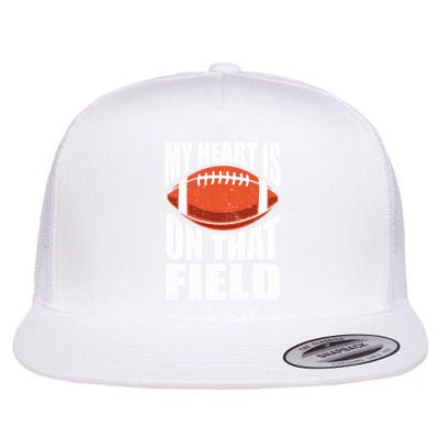 My Heart Is On That Field American Football Mom Dad Cute Gift Flatbill Hat