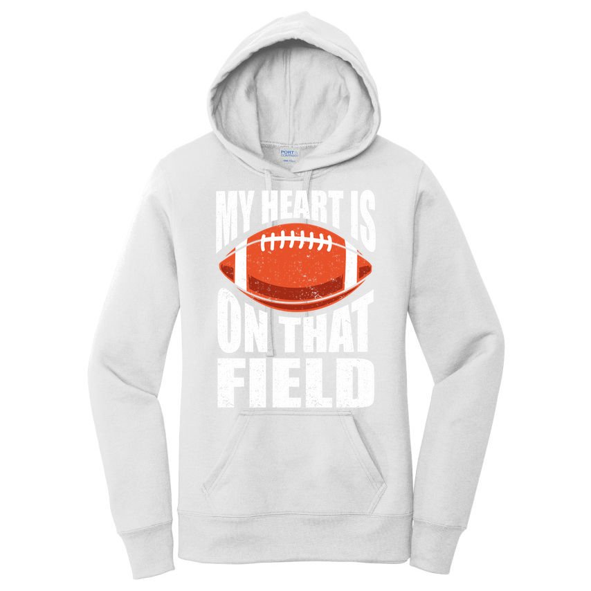 My Heart Is On That Field American Football Mom Dad Cute Gift Women's Pullover Hoodie