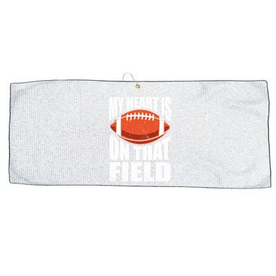 My Heart Is On That Field American Football Mom Dad Cute Gift Large Microfiber Waffle Golf Towel