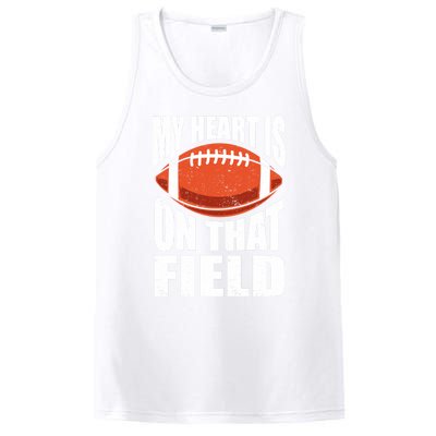 My Heart Is On That Field American Football Mom Dad Cute Gift PosiCharge Competitor Tank