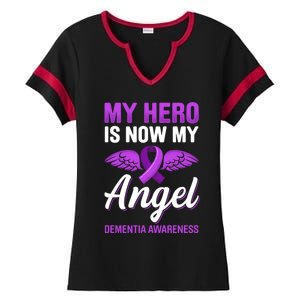 My Hero Is Now My Angel Detia Awareness Alzheimer Cute Gift Ladies Halftime Notch Neck Tee