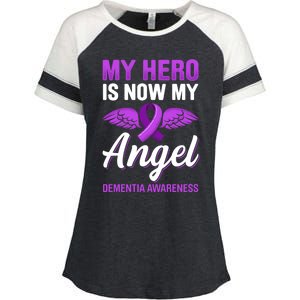 My Hero Is Now My Angel Detia Awareness Alzheimer Cute Gift Enza Ladies Jersey Colorblock Tee