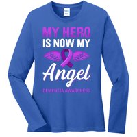 My Hero Is Now My Angel Detia Awareness Alzheimer Cute Gift Ladies Long Sleeve Shirt